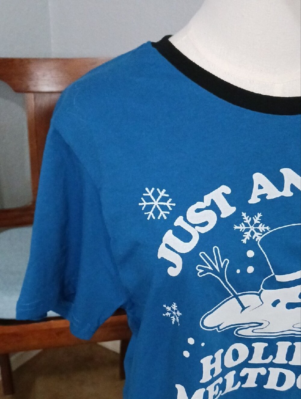 NEW!! Blue Holiday Melted Snowman Graphic Tee - Picture 4 of 8